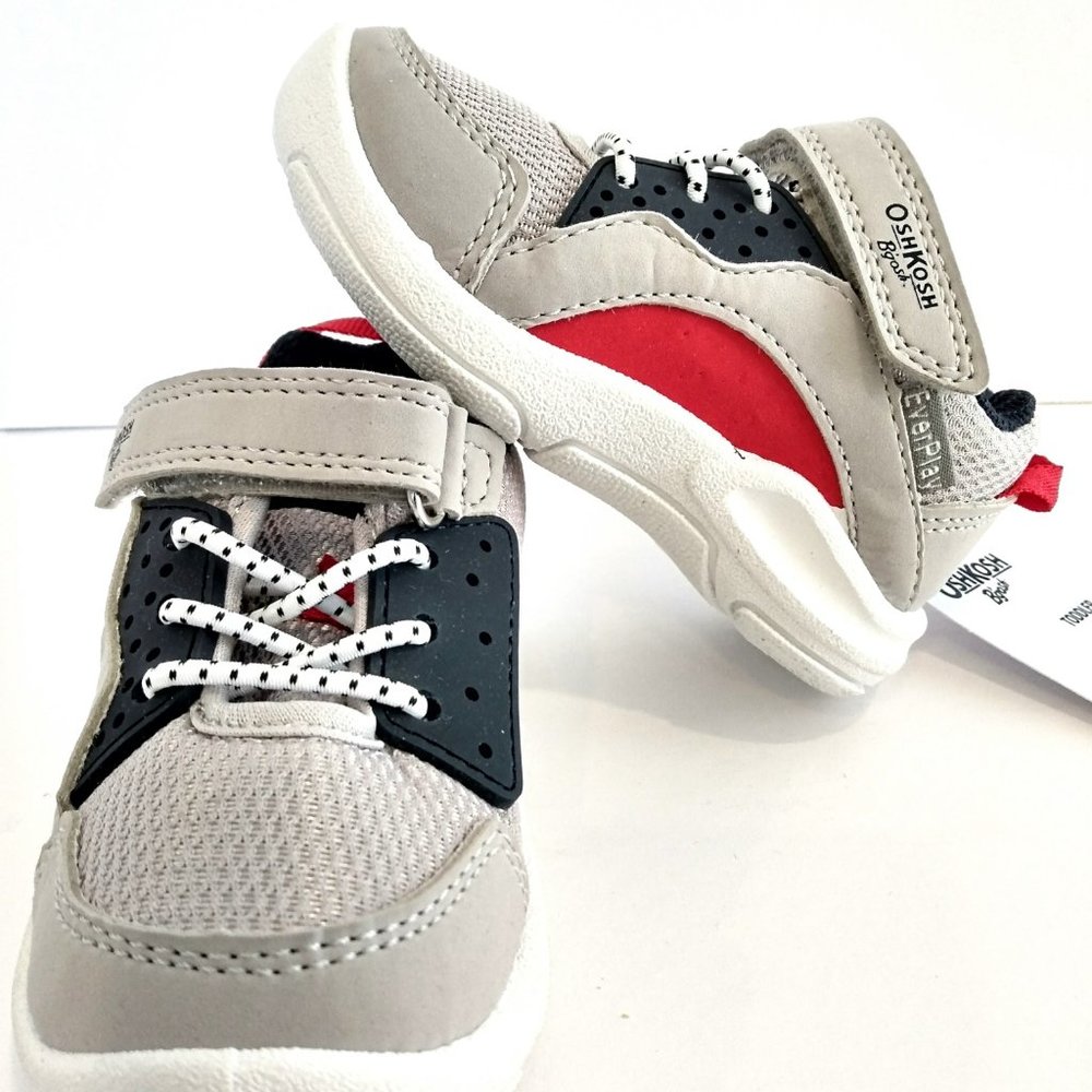 Oshkosh B'gosh EverPlay Sneakers Toddler Size 4 Beige Navy NWT
